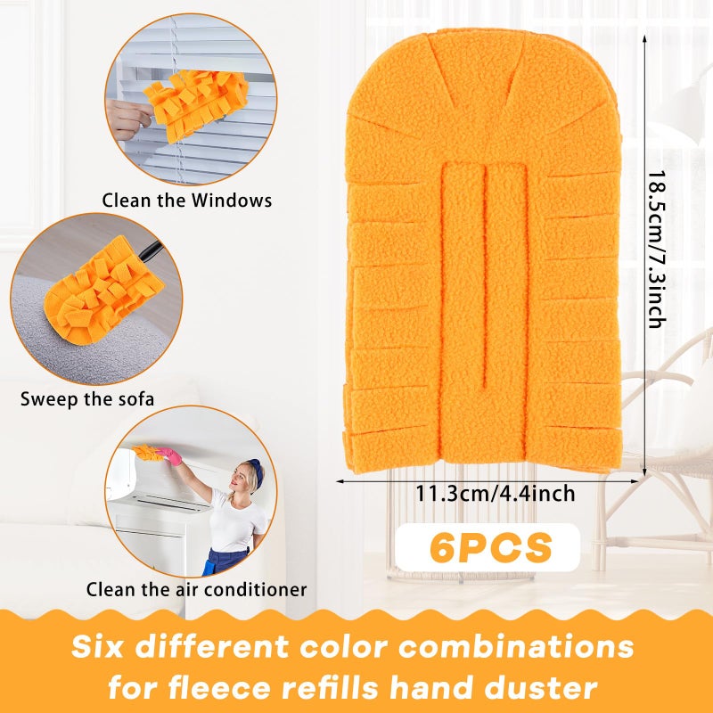 Zubebe 6 Pcs Duster Refill Fleece Duster Refills Cleaning Reusable Washable Pads for Cleaning Ceiling Fan Hardwoods Window Kitchen Floor, Rainbow Colors (Orange) - Image 2